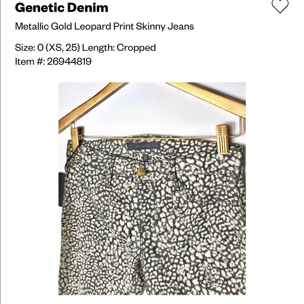 Genetic 🐆 Skinny Denim, Gold/Metallic/Leopard, 25